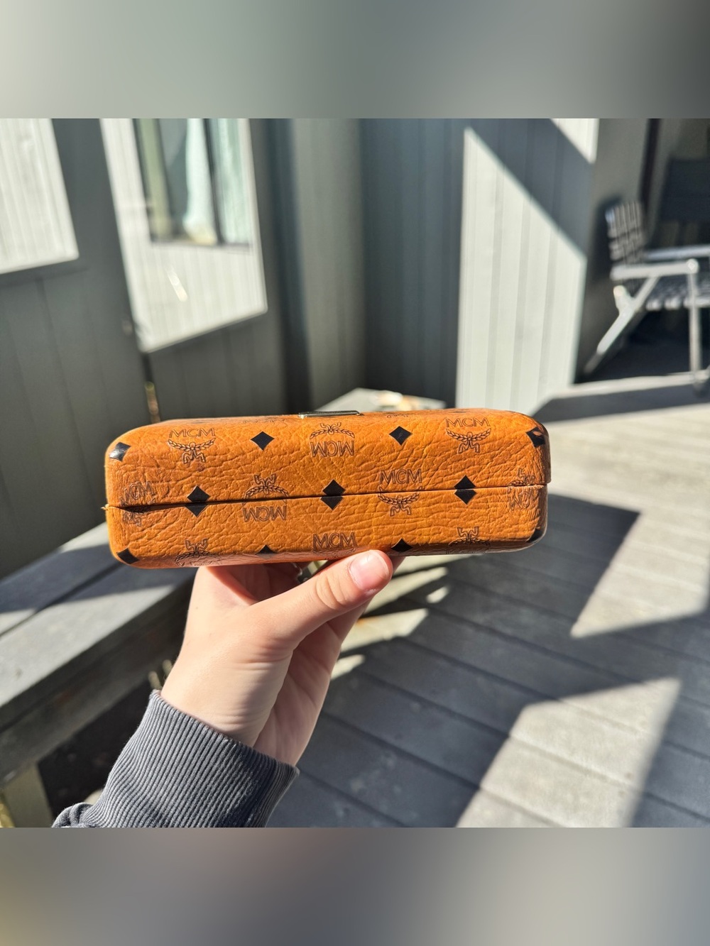 MCM Cognac Visetos Logo Leather Sunglasses Case - Picture 2 of 11